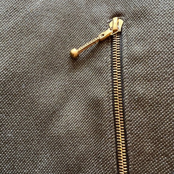 Erin Snow Shimmer Gold Metallic Green Jacket With Suede Leather Trim M - Picture 14 of 15